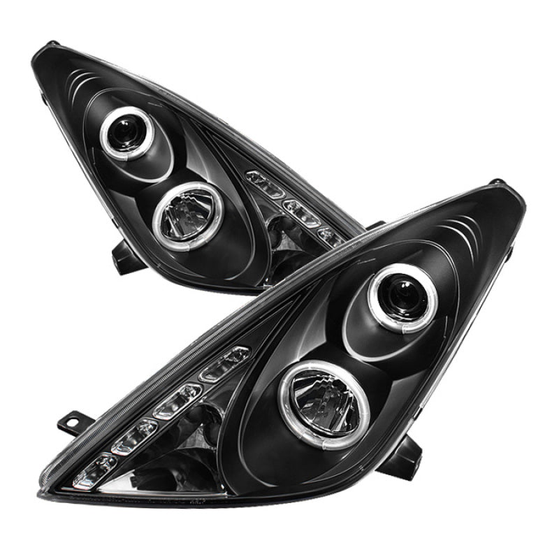 Spyder Toyota Celica 00-05 Projector Headlights LED Halo DRL Blk High H1 Low H1 PRO-YD-TCEL00-LED-BK - eliteracefab.com