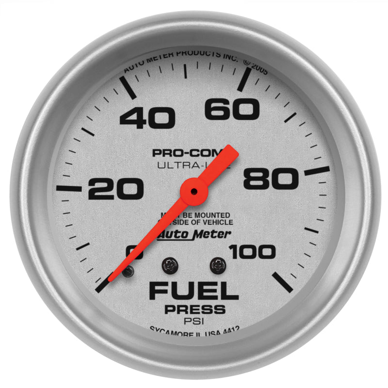 Autometer Ultra-Lite 2 5/8in Mechanical Fuel Pressure Gauge 100psi 4412