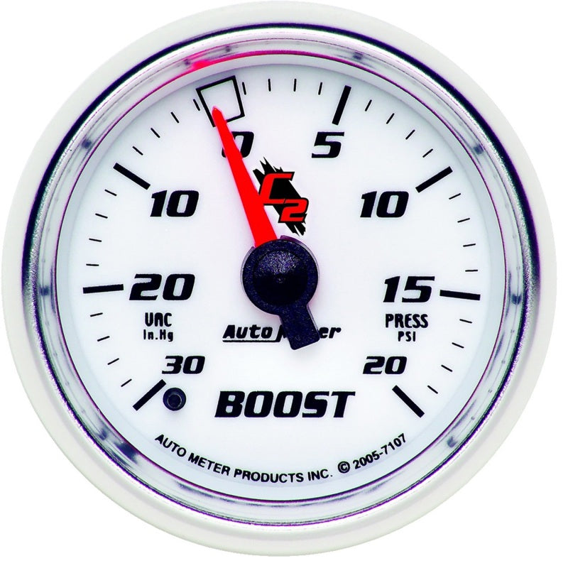Autometer C2 52mm 30 in hg/20 PSI Mechanical Boost Vacuum Gauge 7107