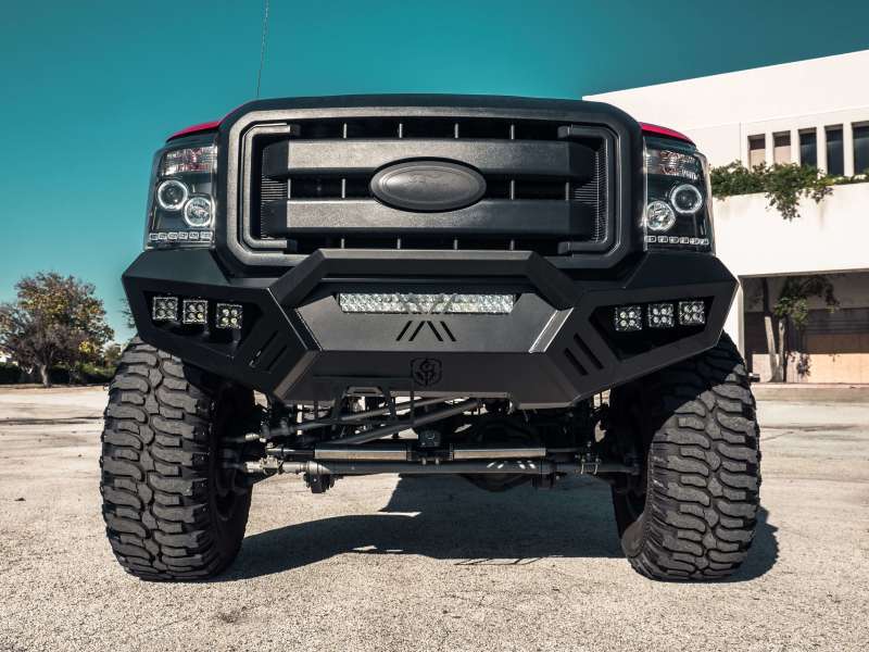 Road Armor 11-16 Ford F-250 SPARTAN Front Bumper Bolt-On Pre-Runner Guard - Tex Blk - eliteracefab.com