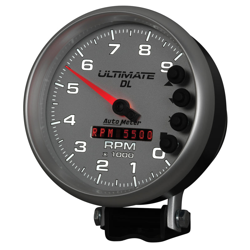 AutoMeter Gauge Tach 5in. 9K RPM Pedestal Datalogging Ultimate Dl Playback Silver 6894
