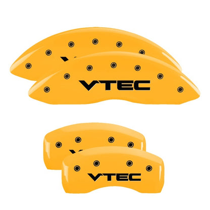 MGP 4 Caliper Covers Engraved Front & Rear Vtech Yellow finish black ch MGP