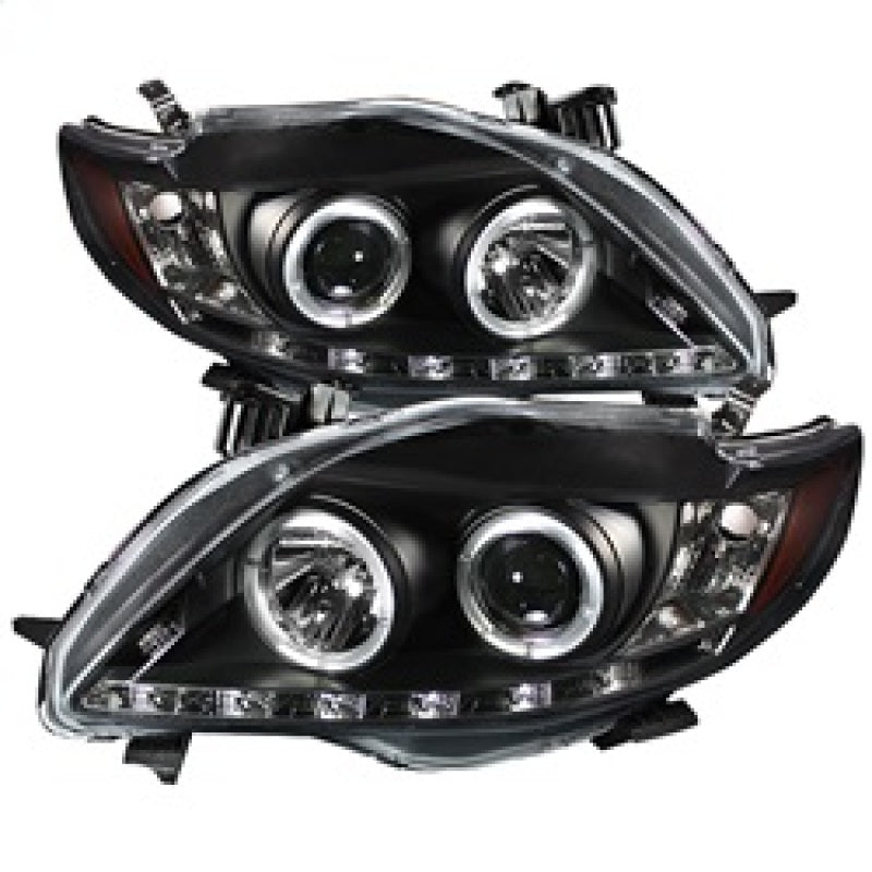 Spyder Toyota Corolla 09-10 Projector Headlights LED Halo DRL Blk High H1 Low H1 PRO-YD-TC09-DRL-BK - eliteracefab.com