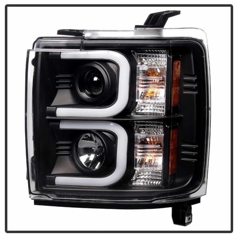 Spyder Chevy Silverado 2014-16 2500 HD Projector Headlights Light Bar DRL Blk PRO-YD-CSHD14-LBDRL-BK - eliteracefab.com