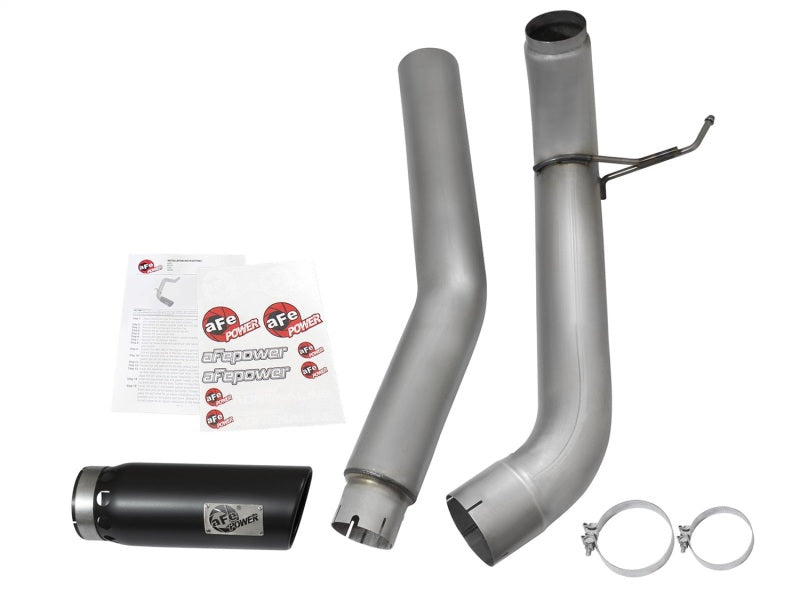 aFe LARGE BORE HD 5in DPF-Back SS Exhaust w/ Black Tip 2016 Nissan Titan 5.0L V8 (td) CC SB - eliteracefab.com