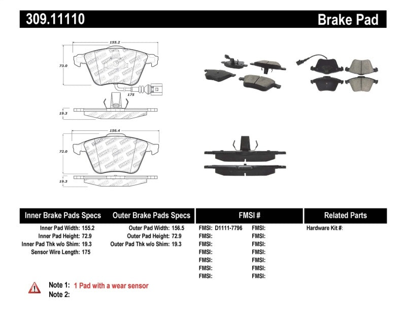 StopTech Performance 08-13 Audi TT Quattro / 12 VW Golf R Front Brake Pads - eliteracefab.com