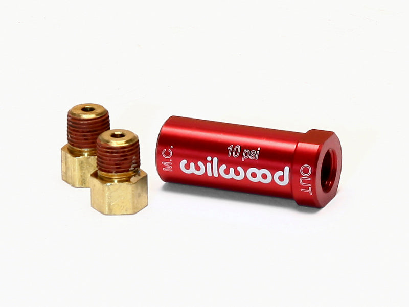 Wilwood Residual Pressure Valve - New Style w/ Fittings - 10# / Red - eliteracefab.com