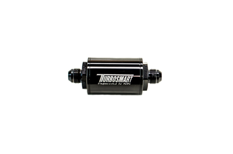 Turbosmart FPR Billet Inline Fuel Filter 1.75in OD 3.825in Length AN-6 Male Inlet - Black - eliteracefab.com