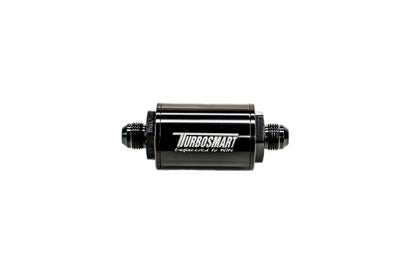 Turbosmart FPR Billet Inline Fuel Filter 1.75in OD 3.825in Length AN-6 Male Inlet - Black - eliteracefab.com