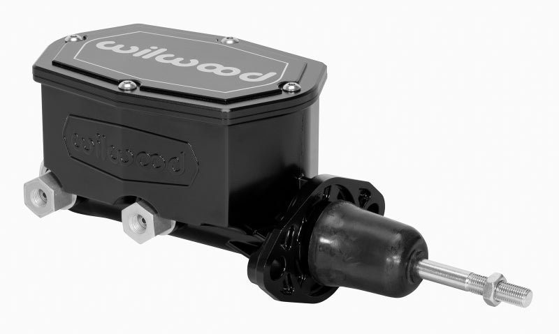 Wilwood Compact Tandem Master Cylinder - 1.12in Bore - w/Pushrod (Black) Wilwood