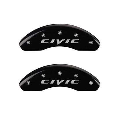 MGP Front set 2 Caliper Covers Engraved Front 2015/Civic Black finish silver ch MGP
