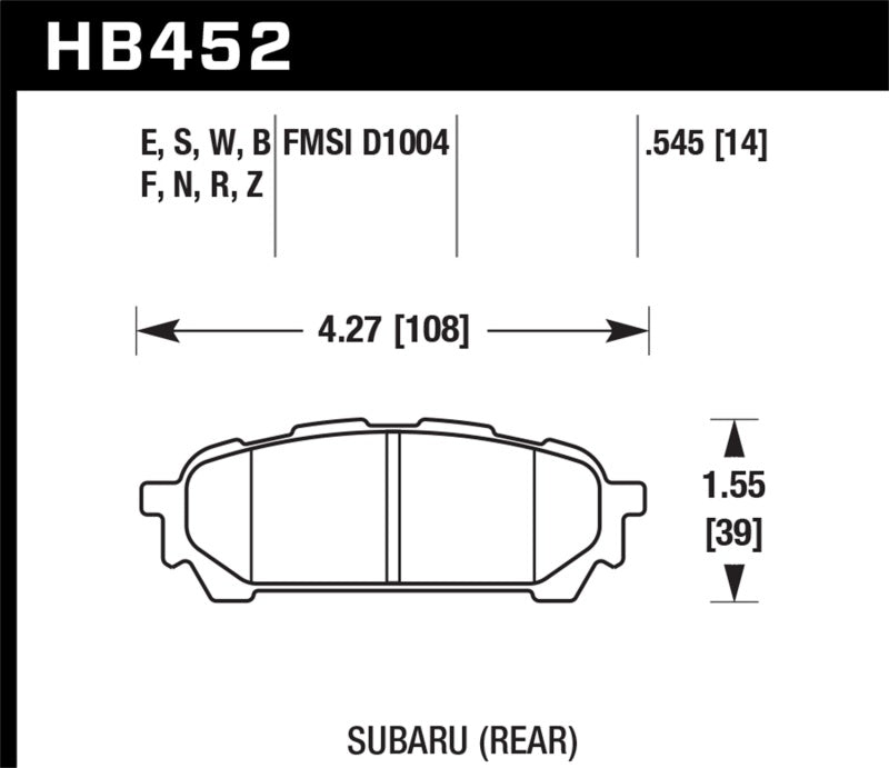 Hawk Performance HT-10 Rear Brake Pads - HB452S.545