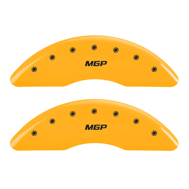 MGP 4 Caliper Covers Engraved Front & Rear MGP Yellow Finish Black Char 2010 Dodge Ram 2500 MGP