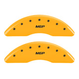 MGP 4 Caliper Covers Engraved Front & Rear MGP Yellow Finish Black Char 2010 Dodge Ram 2500