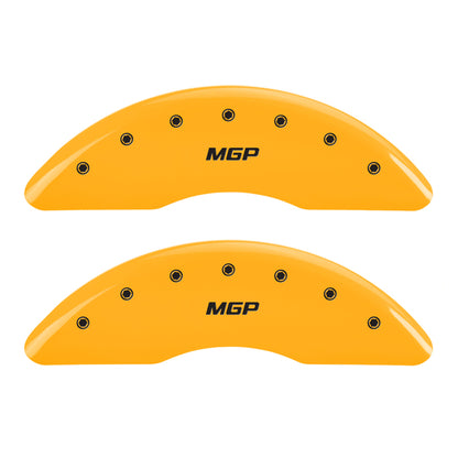MGP 4 Caliper Covers Engraved Front & Rear MGP Yellow Finish Black Char 2008 Saturn Outlook MGP