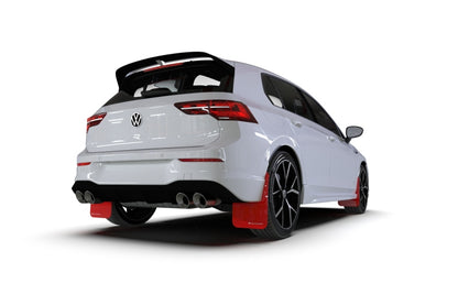 Rally Armor 2022 MK8 Volkswagen Golf GTI/R Black UR Mud Flap w/ White Logo - eliteracefab.com