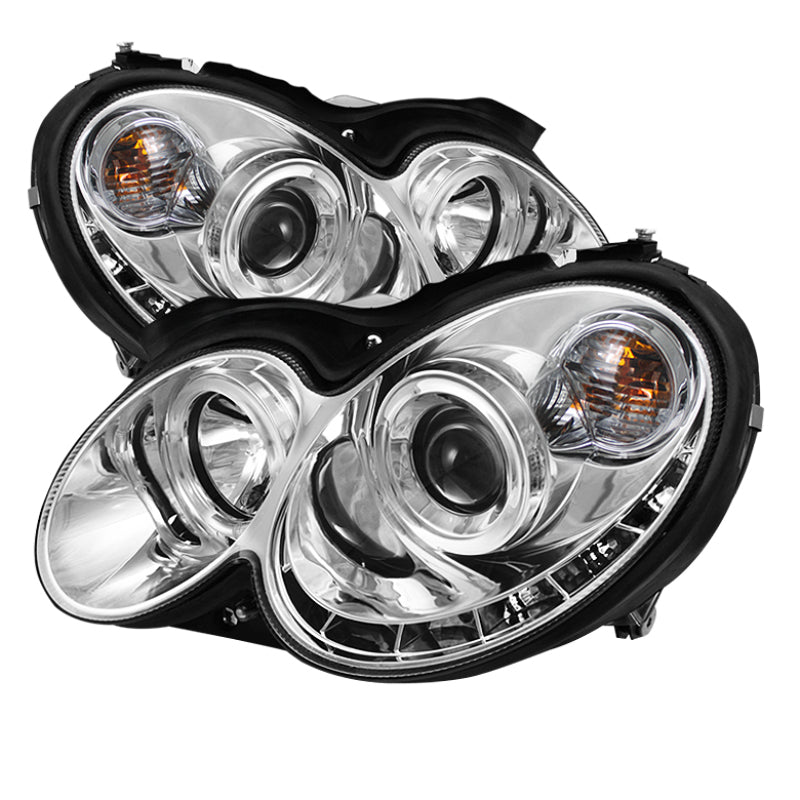 Spyder Mercedes Benz CLK 03-09 Projector Halogen Model- LED Halo DRL Chrm PRO-YD-MBCLK03-DRL-C - eliteracefab.com