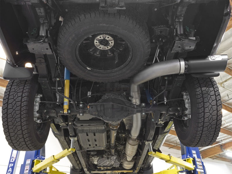aFe LARGE BORE HD 5in DPF-Back SS Exhaust w/ Black Tip 2016 Nissan Titan 5.0L V8 (td) CC SB - eliteracefab.com