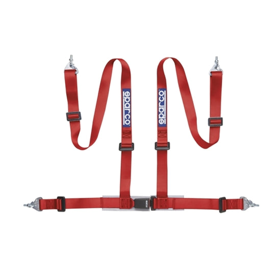 Sparco Belt 2 Inch Red 4Pt Snap-In - eliteracefab.com