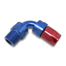 Load image into Gallery viewer, Russell Performance -12 AN Red/Blue 90 Deg Full Flow Swivel Pipe Thread Hose End (With 1/2in NPT)