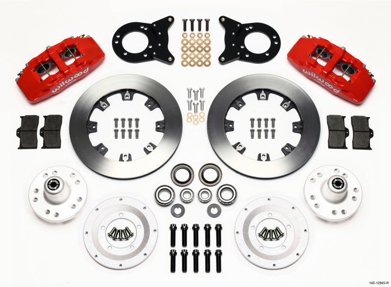 Wilwood Dynapro 6 Front Hub Kit 12.19in Red 1970-1973 Mustang Disc & Drum Spindle Wilwood