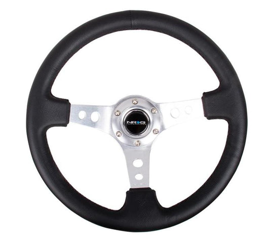 NRG Innovations 350mm Reinforced Deep Dish Steering Wheel - Leather - Silver Spokes – RST-006SL