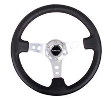 Load image into Gallery viewer, NRG Reinforced Steering Wheel (350mm / 3in. Deep) Blk Leather w/Silver Spoke &amp; Circle Cutouts - RST-006SL