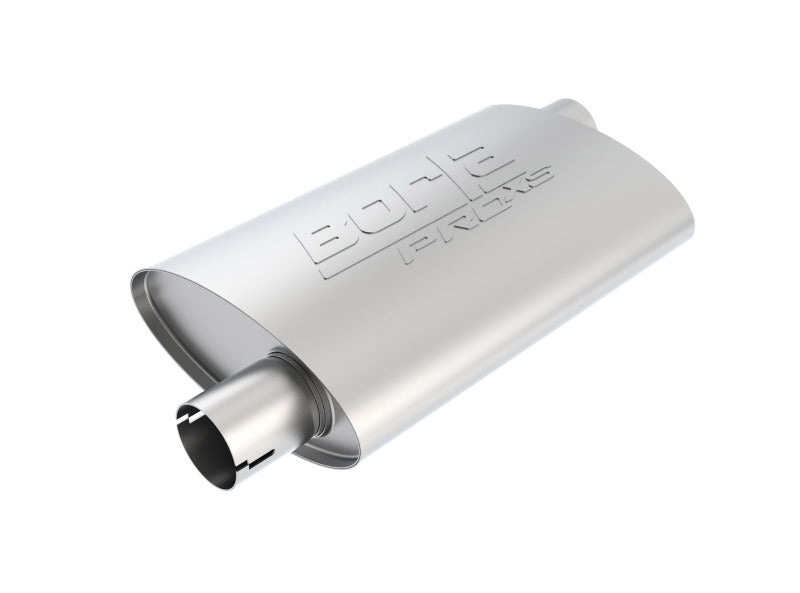 Borla Universal Pro-XS Oval 2.25in Inlet / Outlet Offset Notched Muffler - eliteracefab.com