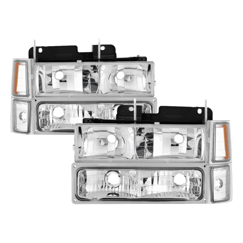 Xtune Chevy Suburban 94-98 Headlights w/ Corner & Parking Lights 8pcs Chrome HD-JH-CCK88-AM-C-SET - eliteracefab.com