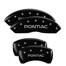 Load image into Gallery viewer, MGP 4 Caliper Covers Engraved Front &amp; Rear Pontiac Black finish silver ch MGP