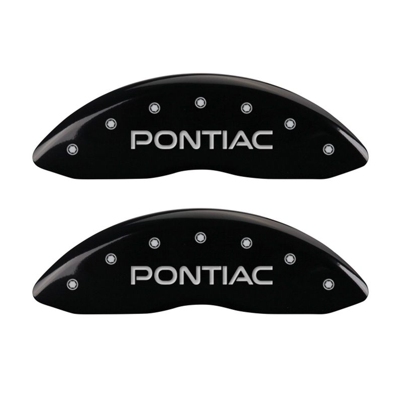MGP 4 Caliper Covers Engraved Front Pontiac Engraved Rear G8 Black finish silver ch MGP