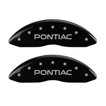 Load image into Gallery viewer, MGP 4 Caliper Covers Engraved Front Pontiac Engraved Rear GTO Black finish silver ch MGP