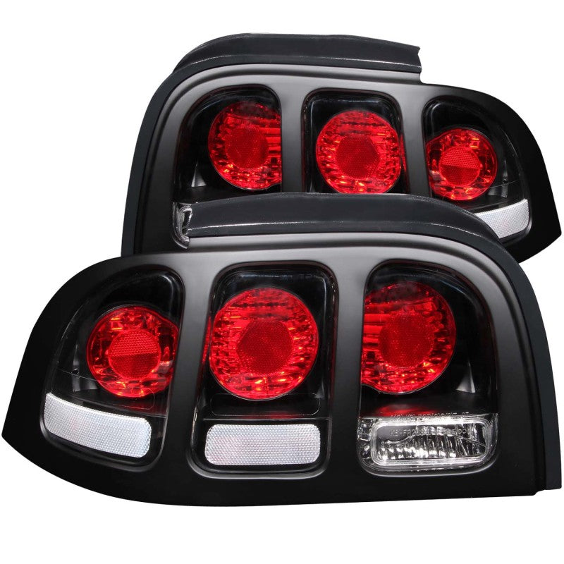 ANZO USA Ford Mustang Taillights Black; 1994-1998 - eliteracefab.com