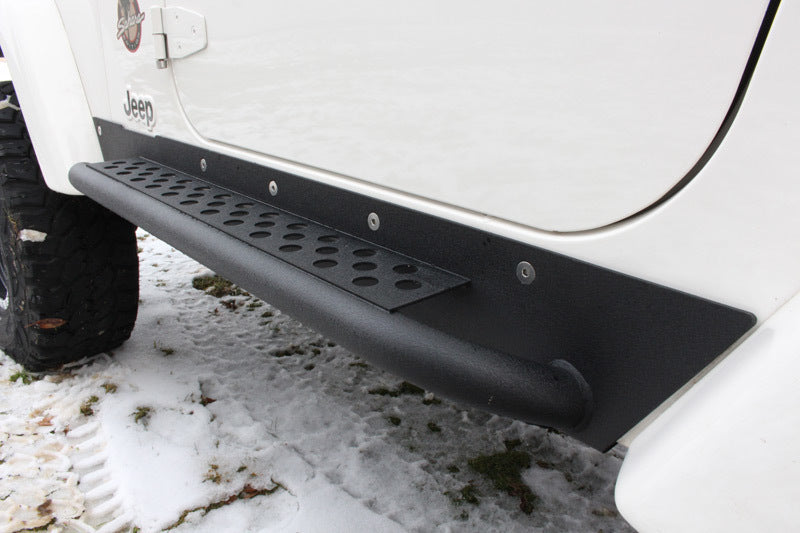 Fishbone Offroad 97-06 Jeep Wrangler TJ Steel Rock Slider - Black Textured Powdercoat - eliteracefab.com