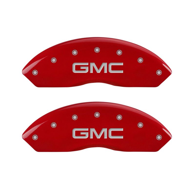 MGP 4 Caliper Covers Engraved Front & Rear GMC Red Finish Silver Char 2011 GMC Savana 2500 MGP