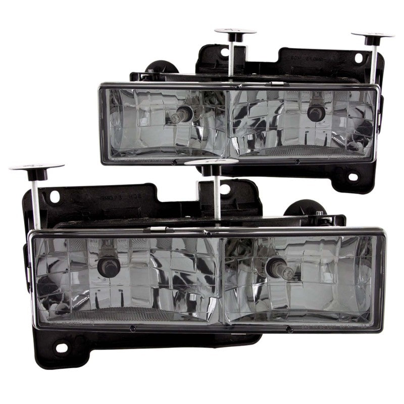 ANZO USA Chevrolet C1500 Crystal Headlights W/ Smoke Lens; 1988-1998 - eliteracefab.com