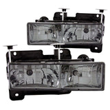 ANZO USA Chevrolet C1500 Crystal Headlights W/ Smoke Lens; 1988-1998