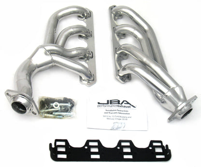 JBA 65-73 Ford Mustang 351W SBF w/T-5/Cable Clutch 1-5/8in Primary Silver Ctd Mid Length Header JBA