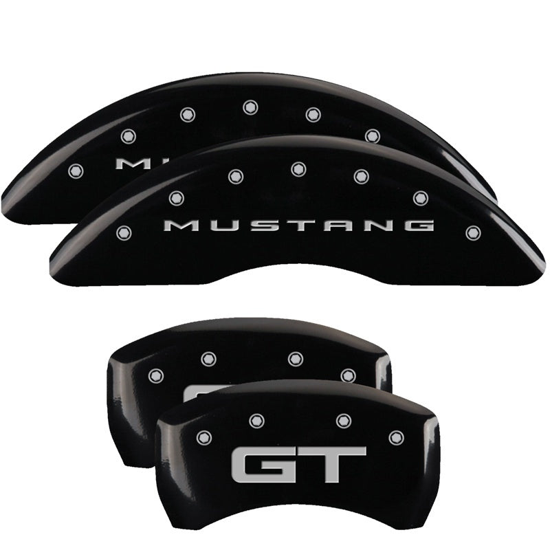 MGP 4 Caliper Covers Engraved Front 2015/Mustang Engraved Rear 2015/GT Black finish silver ch MGP