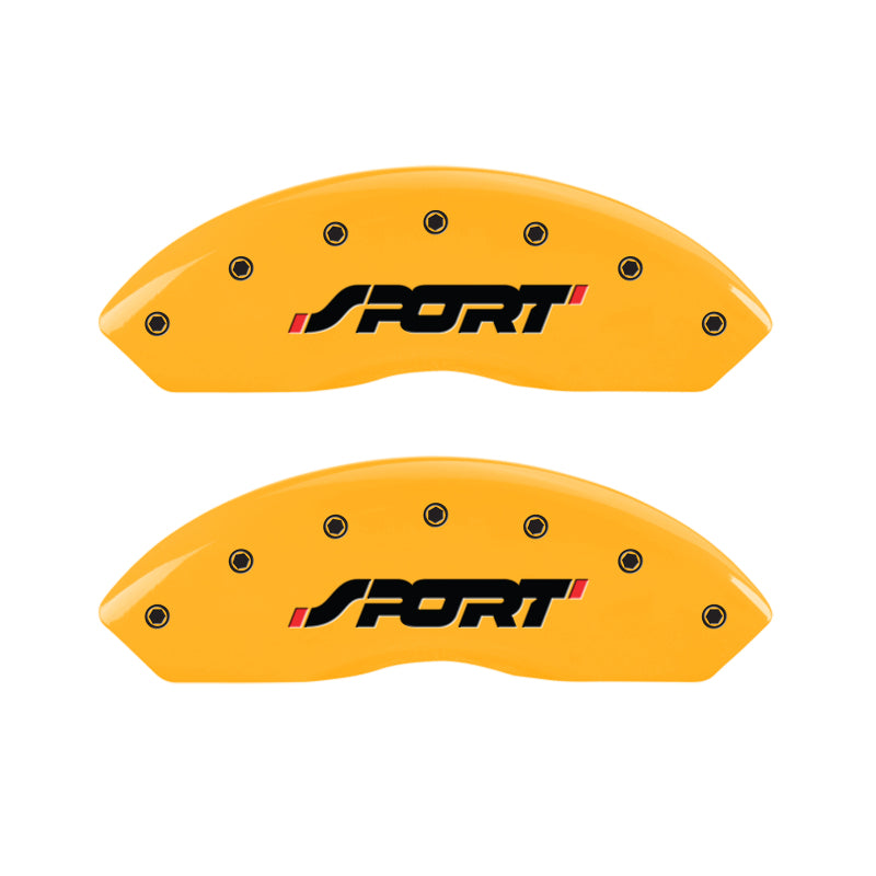 MGP 4 Caliper Covers Engraved Front & Rear SPORT Yellow finish black ch MGP
