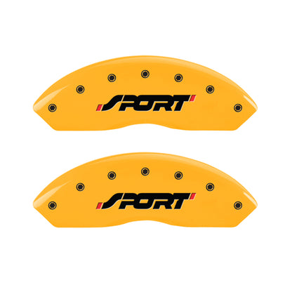 MGP 4 Caliper Covers Engraved Front & Rear SPORT Yellow finish black ch MGP