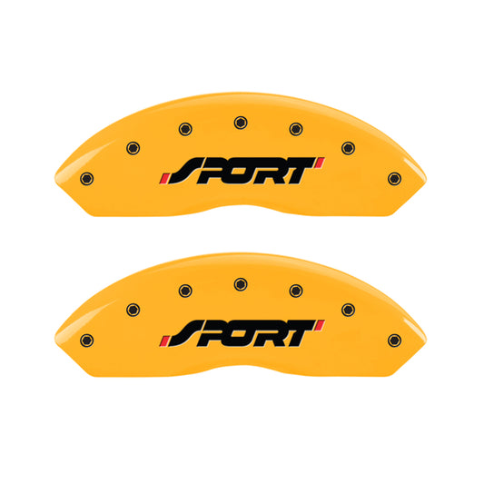 MGP 4 Caliper Covers Engraved Front & Rear SPORT Yellow finish black ch MGP