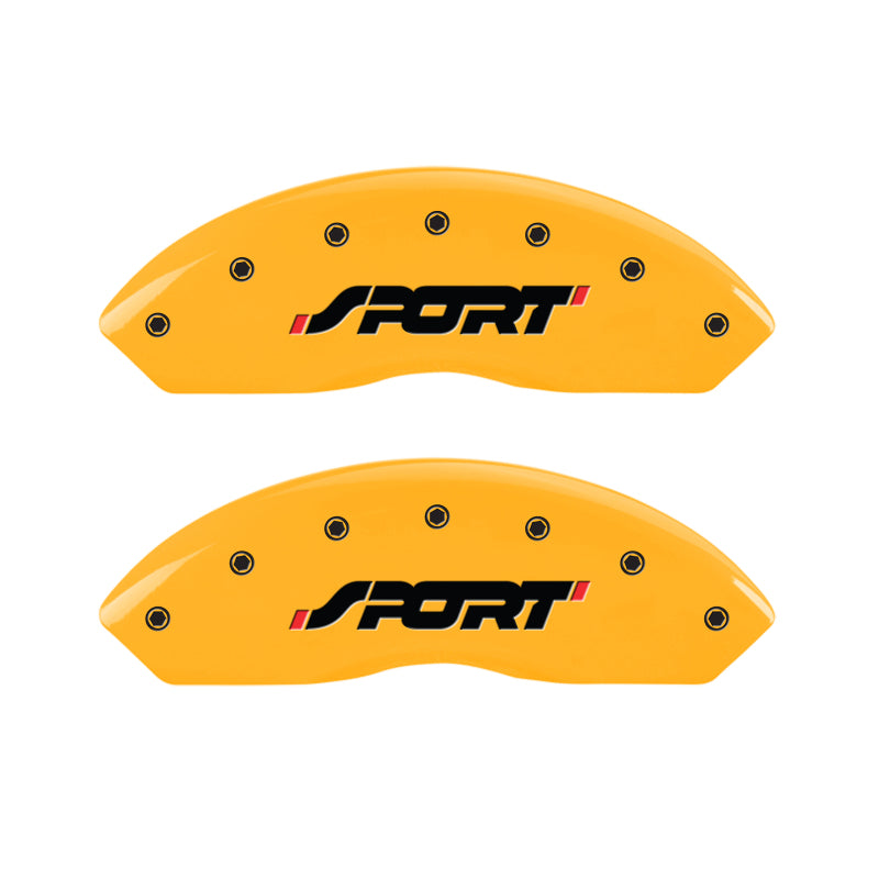 MGP 4 Caliper Covers Engraved Front & Rear SPORT Yellow finish black ch MGP