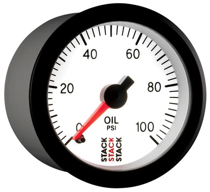 Autometer Stack 52mm 0-100 PSI 1/8in NPTF Male Pro Stepper Motor Oil Pressure Gauge - White ST3352
