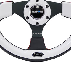 NRG Reinforced Sport Steering Wheel 320mm White Trim - eliteracefab.com