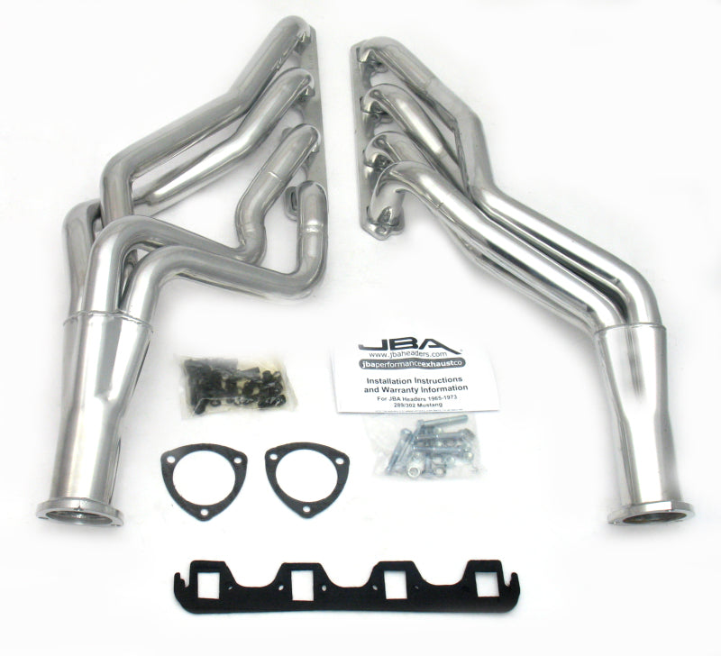 JBA 65-73 Ford Mustang 260-302 SBF 5 Speed T5/T56 1-3/4in Primary Silver Ctd Long Tube Header JBA
