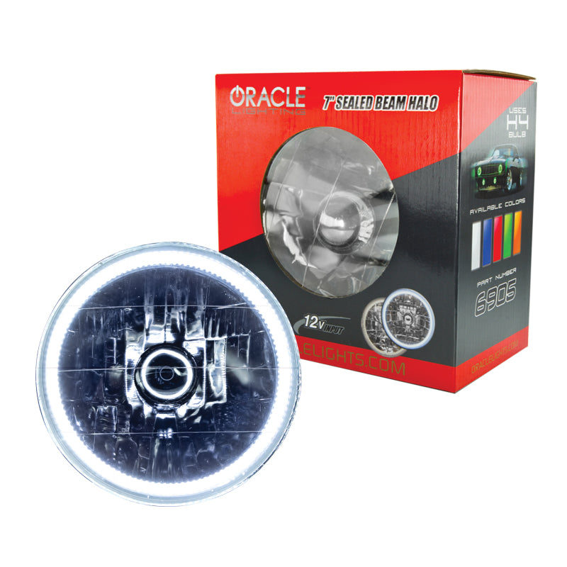 Oracle Pre-Installed Lights 7 IN. Sealed Beam - White Halo - eliteracefab.com