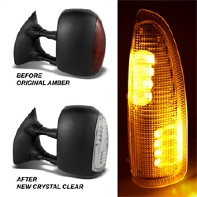 xTune Ford Superduty F250-F650 03-07 Amber LED Mirror Signal Lens - Clear ACC-LED-FDSD99-MR-C - eliteracefab.com