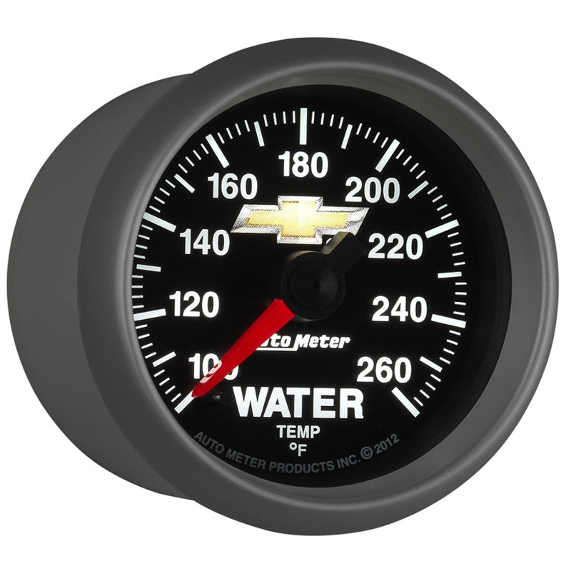 AutoMeter Gauge Water Temp 2-1/16in. 100-260 Deg. F Digital Stepper Motor Chevy Gold Bowtie 880446