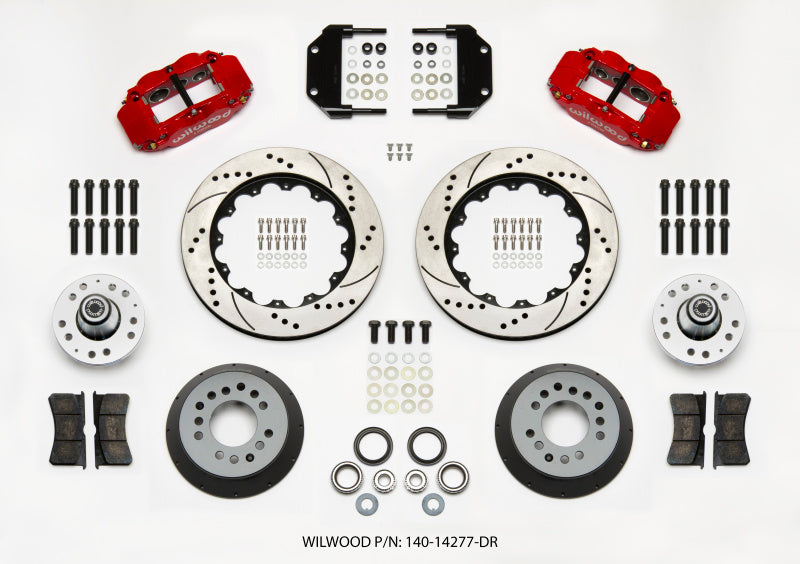 Wilwood Narrow Superlite 6R Front Hub Kit 14.00in Drill Red Magnum Force Drop Spindle Wilwood